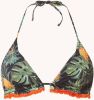 Banana moon Shello Greenery triangel bikinitop met print en franjes online kopen